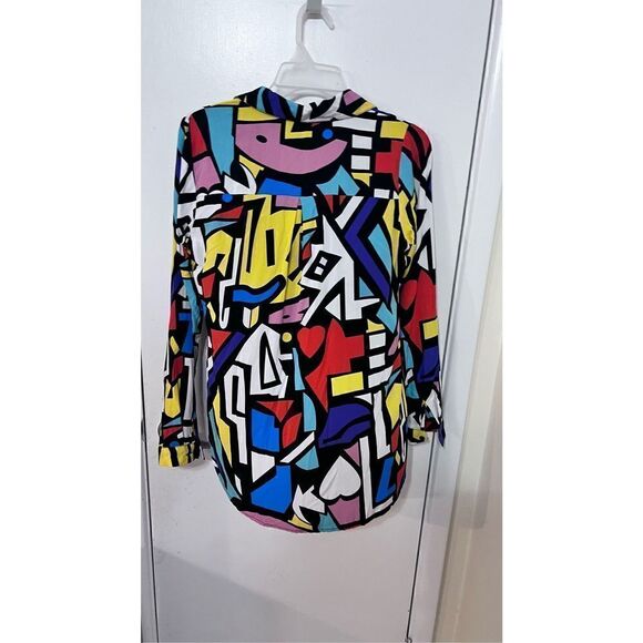 Big Dart Women's Abstract Long Sleeve Button-Down Shirt Multi-Color Size 6 UK - Picture 5 of 8